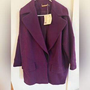 Diane Von Furstenberg Deep Purple Pea Coat